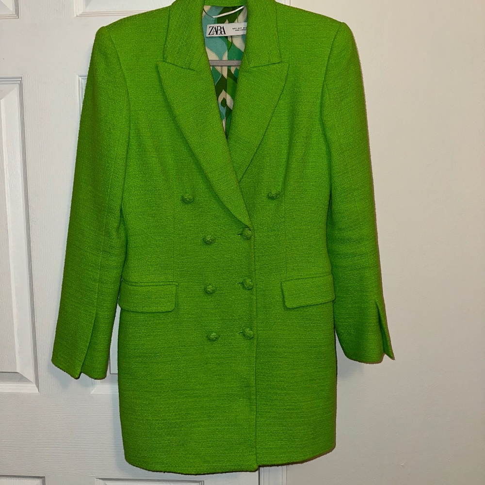 Zara neon green dress-blazer